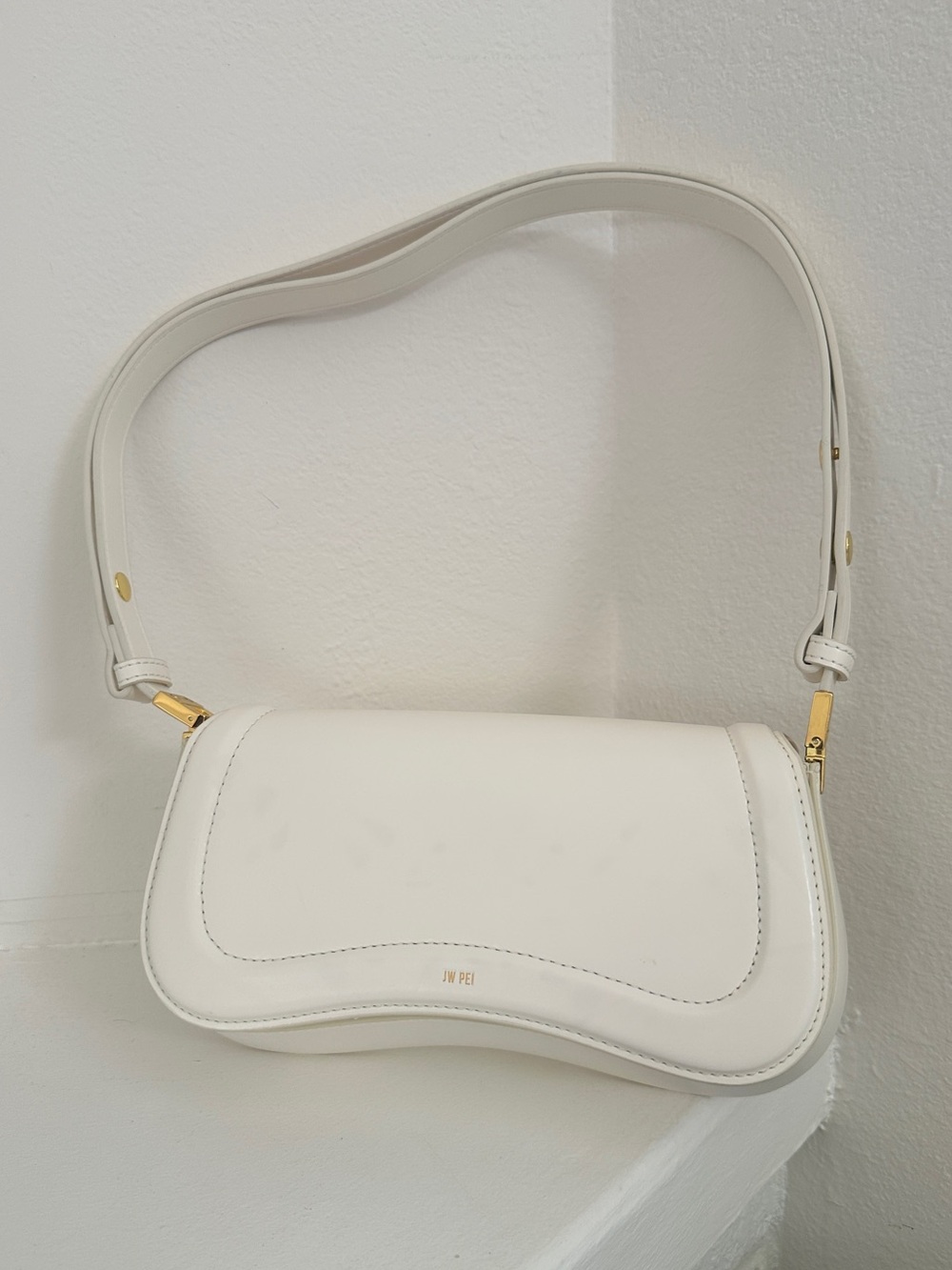 JW PEI White Shoulder Bag with Gold Hardware